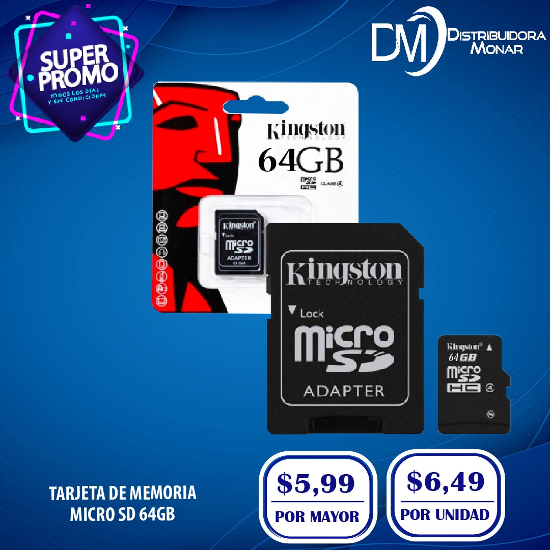 Tarjeta de Memoria Micro SD 64GB - Importadora y Distribuidora Monar