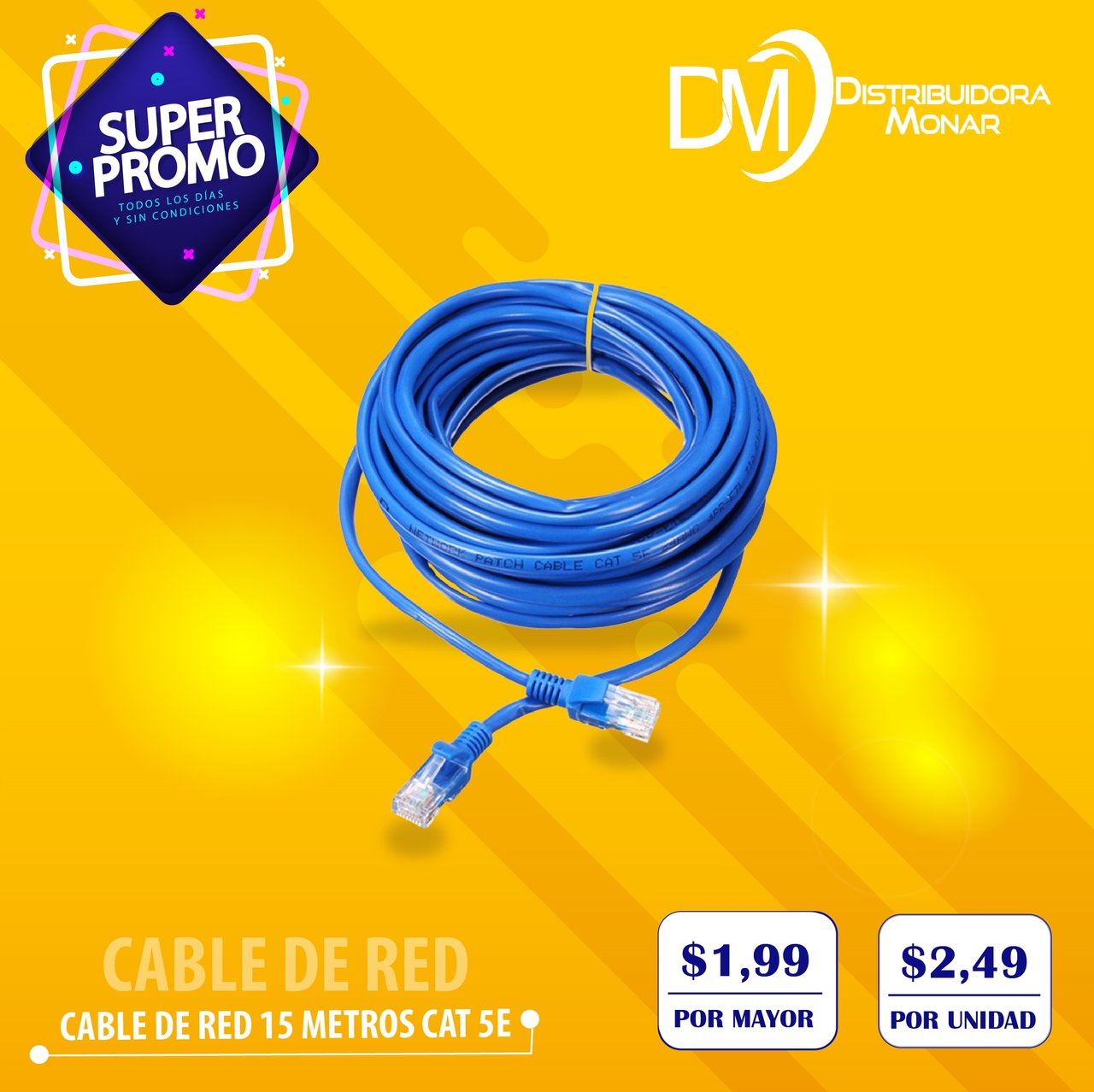 Cable de red 15 metros - Electrónica Insurgentes Mazatlán