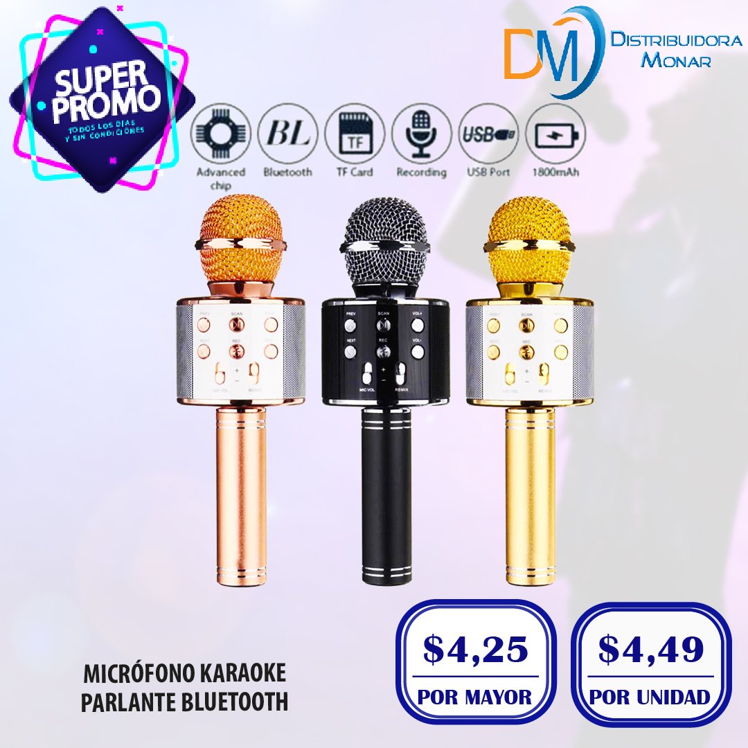 Micrófono inalámbrico bluetooth Karaoke con parlante USB » MYM Ventas