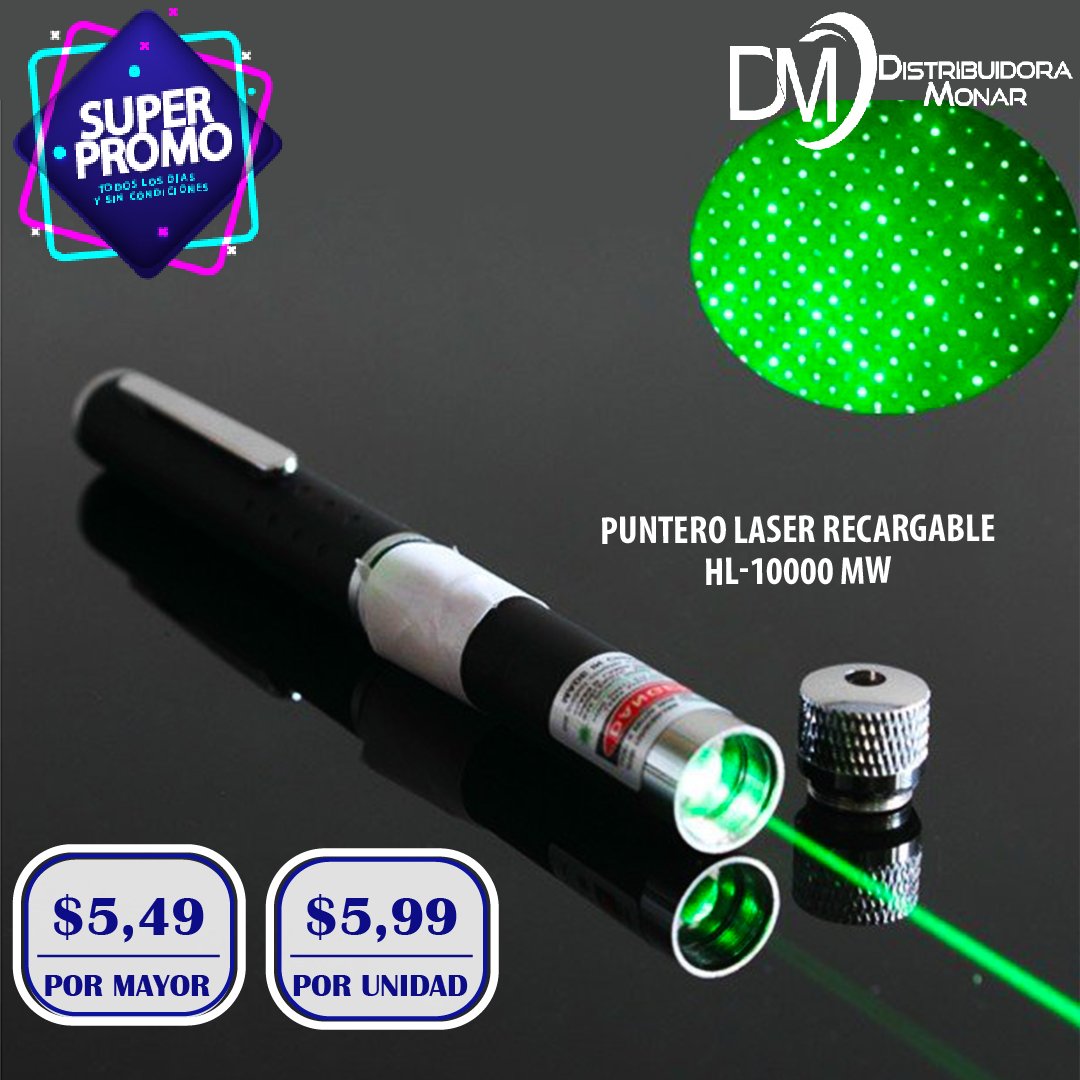 PUNTERO LASER HL-10000MW PROFES. POTENTE RECARGABLE LUZ VERDE